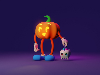 Pumpkin kid 3d art casual game dribbbleweeklywarmup halloween