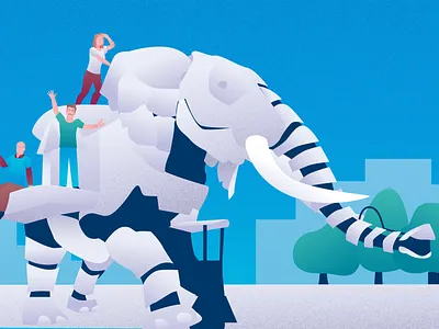 Medium Cover - Doctolib tech center in Nantes! animal article design character illustration cover cover art cover artwork design team elephant healthcare hiring illustration medium medium article moving nantes recrutment tech center tech team