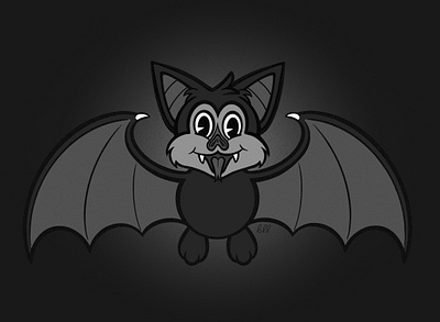 Feelin' Batty affinity affinitydesigner bat blackandwhite halloween illustration procreate vintage