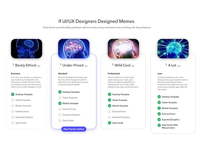 Galaxy Brain Meme blue design funny galaxy meme memes minimal payment plan plans pricing pricing page pricing plans typography ui ux web