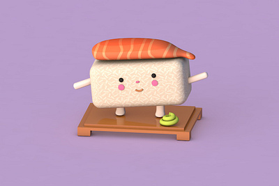 My First Sushi 3D 3d 3d art 3d modeling animation character cinema 4d color modeling sushi