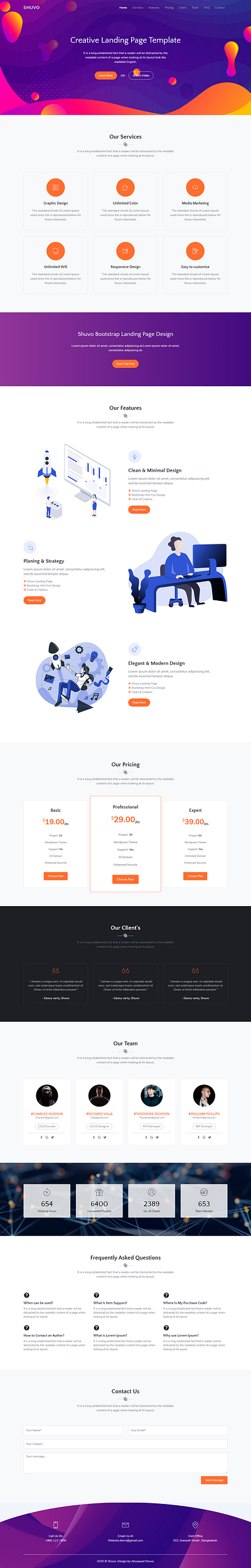 Creative Landing Page Template bootstrap 4 creative creative landing page design css css 3 css animation design html css html template html5 landing page template template web design website design