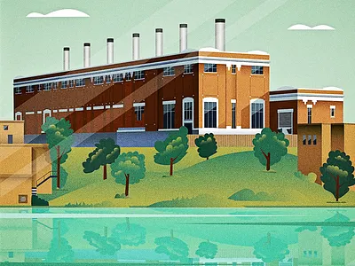 Rossdale Power Plant architecture art building design digital edmonton illustration landscape vector