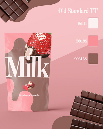 Milk Color Coordination advertising branding complimentary concept art design dessert flat illustration minimal mockup mockup psd palette pink productdesign strawberry sweets