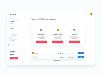 Confirmo Dashboard admin app design bitcoin crypto dashboard finance ui