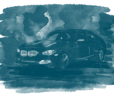 Night drive car comics illustration