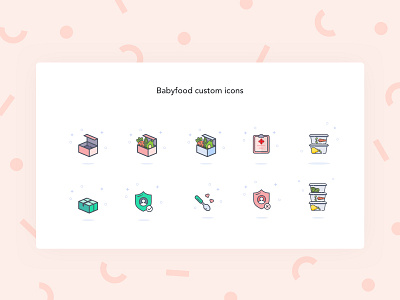 Babyfood Custom Icons for iOS App baby colorful design fresh icons illustration ios iphone kids minimal mobile pastel playful uidesign uxdesign