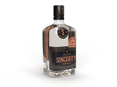 Sincerity Gin Concept alcohol branding alcohol packaging booze brand branding branding design concept design gin identity identity design label design liquor packaging stickers typography