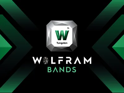 Wolfram Bands Logo Design 3d logo brand identity branding design geometric logo illustration logo logo design minimalist logo polygonal logo tungsten tungsten rings typography wolfram logo