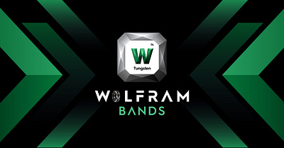 Wolfram Bands Logo Design 3d logo brand identity branding design geometric logo illustration logo logo design minimalist logo polygonal logo tungsten tungsten rings typography wolfram logo