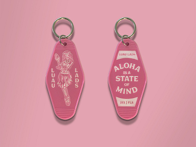 Luau Lads Keychain aloha branding hotel key hula illustraion illustration keychain luau lads motel key retro skull typography