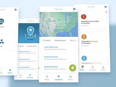 Server closet monitoring—mobile mobile ui