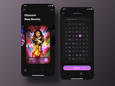 Movie Ticket Booking App adobe xd app ui appdesign cinema ui clean mobile movie movie app ticket booking app