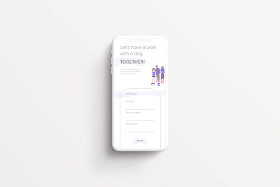 Sing up for my dream app TOGETHER app daily ui dailyuichallenge design dog lovers minimal sign up typography ui