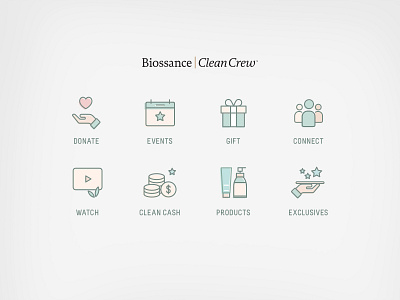 Biossance.com loyalty program icons: Clean Crew™ biossance clean beauty icon design iconography icons illustration logo ui vector visual design