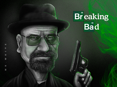 Breaking Bad_Mr. White breaking bad character designer drugs greens illustration netflix paintbrush painting photoshop serie typography