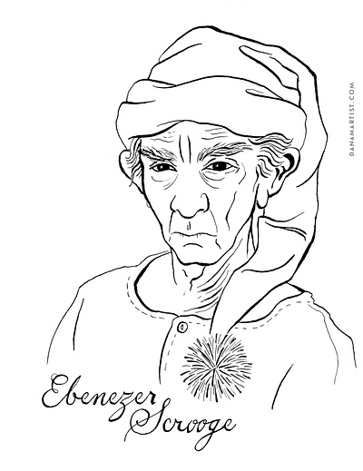 Ebenezer Scrooge books character design christmas carol illustration ink inking inktober inktober2020