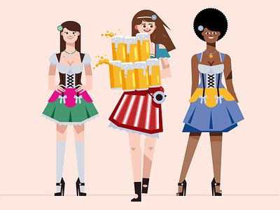 People of Oktoberfest bavaria beer dirndl dress germany illustration munich oktoberfest service woman