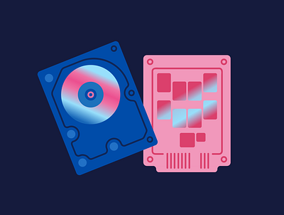 HDD vs SSD bold computer computer science computers electronics flat gradient hard drive hardware solid state vector