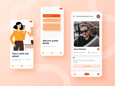 Dating App app design illustration mobile sketch ui ux