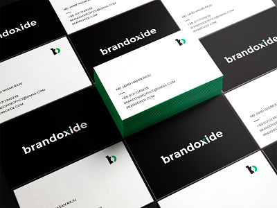 brandoxide businss card b logo bo logo brand elements brand identity branding branding agency brandoxide business card design business card designer design agency branding green black modern logo o logo oxide presentation stationery design visiting card design