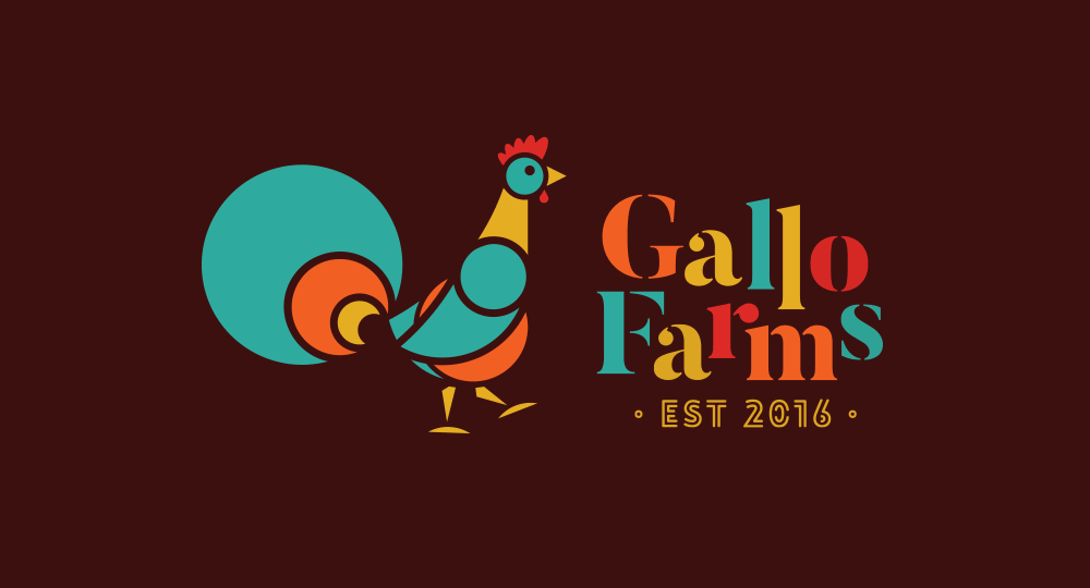 Gallo Farms geometric logo rooster