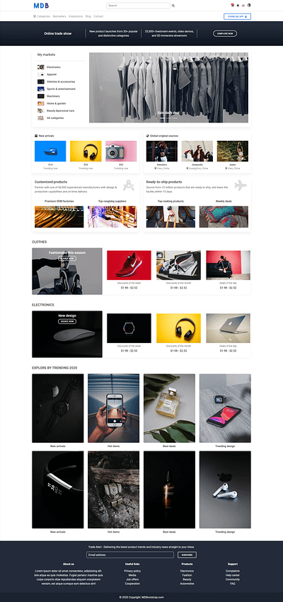 Alibaba homepage in Material Design 2.0 ecommerce material design material design 2 material ui materialdesign mdb ui
