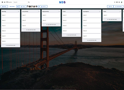 Trello board in Material Design 2.0 material design material design 2 materialdesign mdb productivity app ui web
