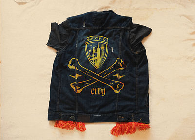 vest badge brand design branding crest denim fan football illustration logo punk san francisco scarf sfcityfc soocer vest