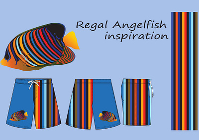 Regal Angelfish Design 3d 3drendering apparealdesign beachwear bra panty design fashion design fashionindustry flatdesign illustration illustrator pattern photoshop regal angelfish summer swim shorts swimsute swimwear tech pack technicaldesig