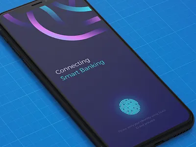 Launch screen color finance fingerprint typography ui