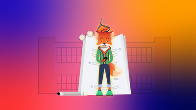 School fox fox illustration illustrator online remote school school project student vector