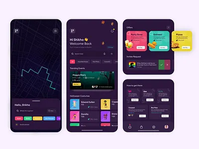 It's Halloween Time - UI/UX app design clean design halloween design map navigation party shikha gupta ui ux uxd technologies