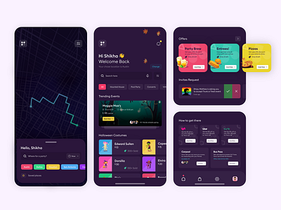 It's Halloween Time - UI/UX app design clean design halloween design map navigation party shikha gupta ui ux uxd technologies