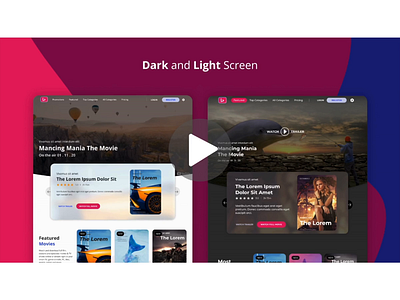 Dark UI Components app branding cinema corporate dark mode dark ui design e commerce entertainment film homepage landing page mobile apps movie single page streaming app ui ux video website