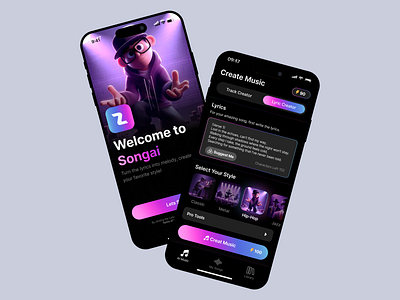 AI-powered Music App: Sound Design with AI app design product product design ui ux