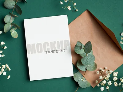 Invitation or greeting card mockup 3d branding logo motion graphics ui