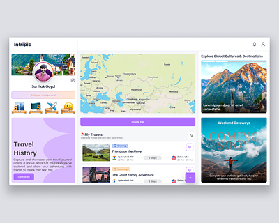 Intripid Profile Dashboard app design branding dashboard design digital design interaction design logo profile travel travel dashboard ui ui design ui showcase user interface ux ux design web design web designer website website design