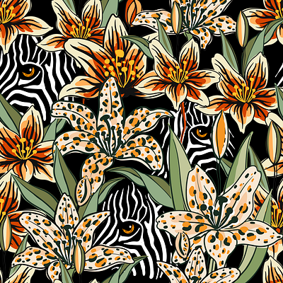 tiger tiger animal print design fabric design fabric pattern leopard lily pattern pattern design tiger vector zebra