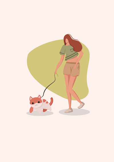 Girl and Cat Illustration cat characterdesign first post girl illustration illustrator nepal nepali vector