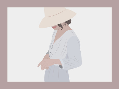 Style illustration dress fashion female feminine figure flat illustration girl gray hat illustration illustration art lady minimalist outfit pastel color style guide vector woman