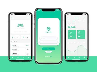 e-Wallet App UI app design application catchy flat minimal mockup design ui design ux