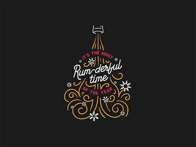 It's the Most Rum-derful Time of the Year christmas christmas tree holiday most wonderful time of the year rum snowflake typography