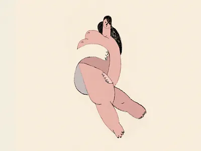 naked lady practices posing animation design illustraion minimaldesign