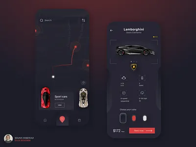 Car rental application Concept app appdesign beauty clean clean design concept dark design lamborghini minimalist simple ui ux