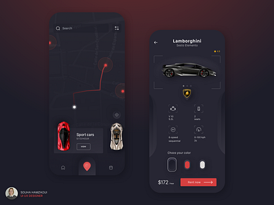 Car rental application Concept app appdesign beauty clean clean design concept dark design lamborghini minimalist simple ui ux