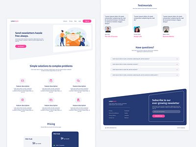 SaaS Landing Page Concept blog design blog post design figma figmadesign illustration landing page design landingpage mobile newsletter template saas saas app saas landing page saas website simple uidesign uxdesign web template webdesign website design