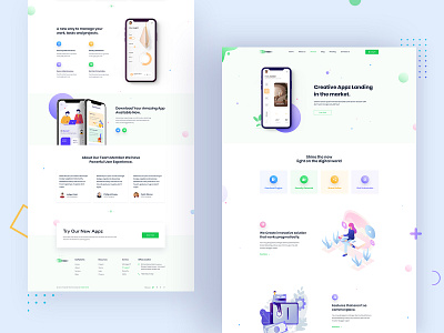 App Landing Home Page app app landing button clean creative design homepage interface minimal mobile app product design prototype social template trendy typography uiux vector web design website design