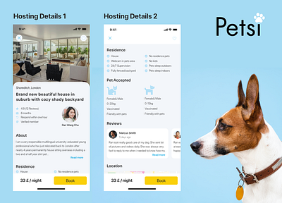 Pet app design app app design book booking booking app design details page mobile app design petsitting reviews ui ui design