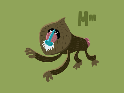 M is for Mandrill alphabet ape character character design kid kidlit monkey vector